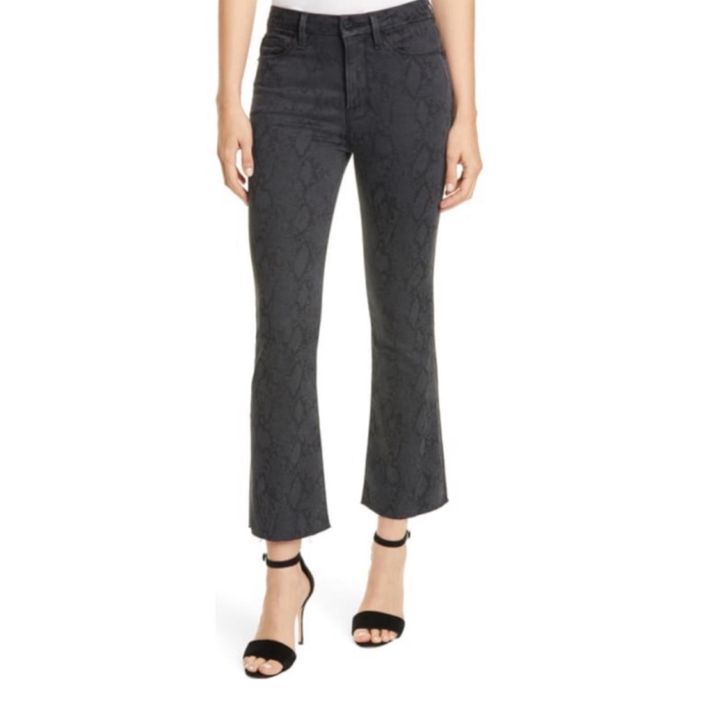 Frame Denim 27 Le Skinny De Jeanne Tonal Python Snake Print Jeans Boot Cut